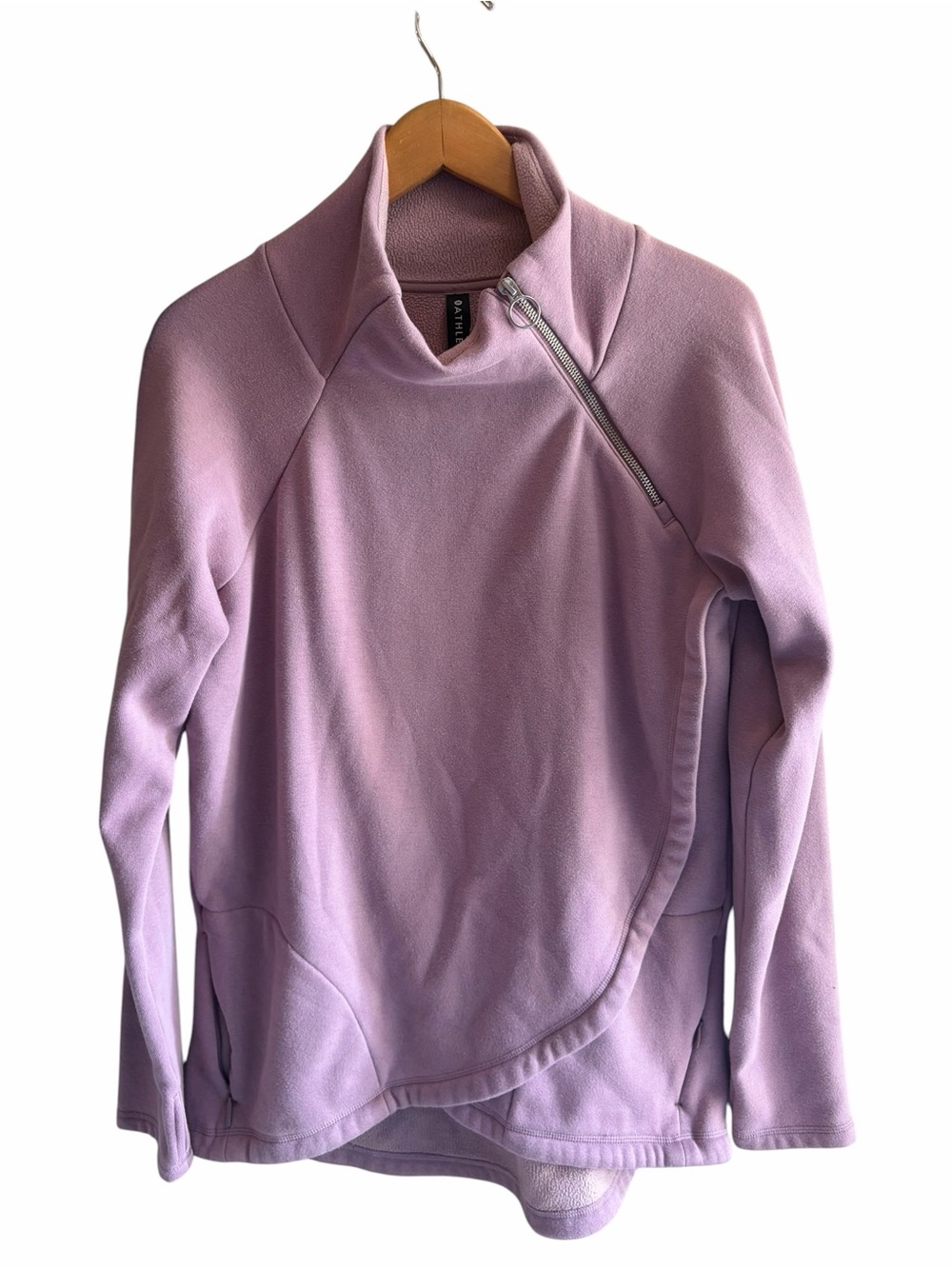 Athleta Cozy Karma Asym Pullover Dogwood Mauve Medium Tall - Picture 2 of 8